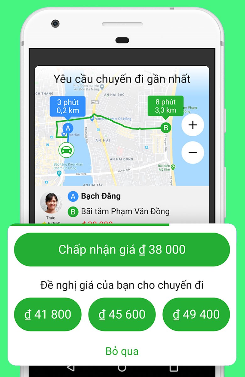 Chấp nhận hoặc từ chối gi&aacute; tiền của chuyến đi