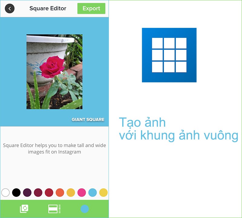 Tạo ảnh với khung ảnh vu&ocirc;ng