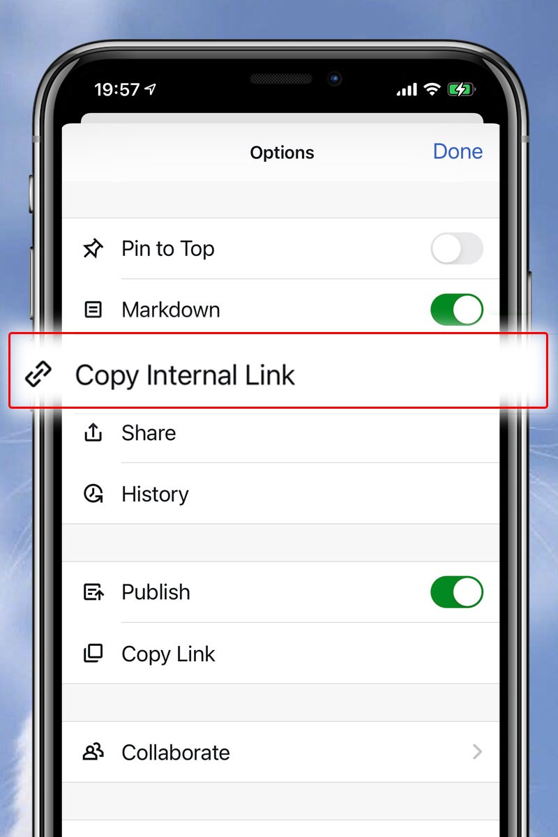 Chia sẻ link ghi ch&uacute; nội bộ