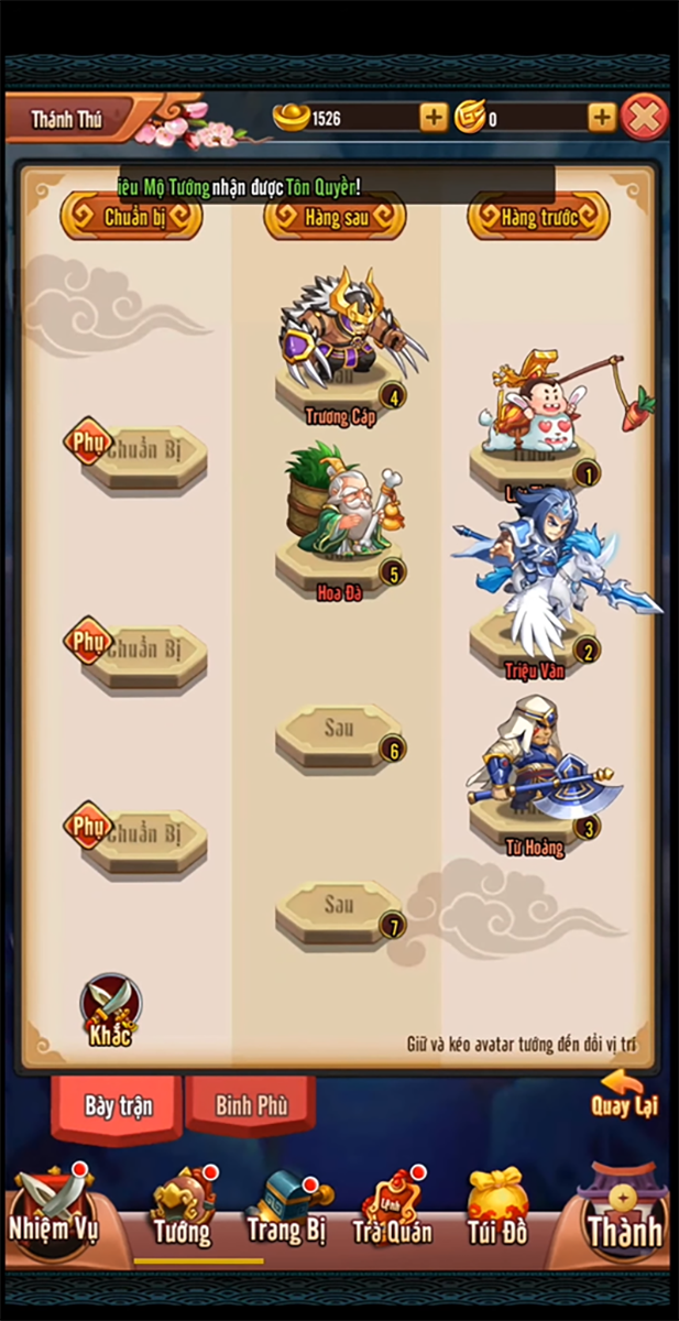 Kết hợp tướng để tạo đội hình riêng Kết hợp tướng để tạo đội hình riêng