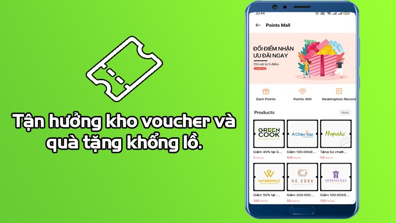 Tận hưởng kho voucher và quà tặng khổng lồ.