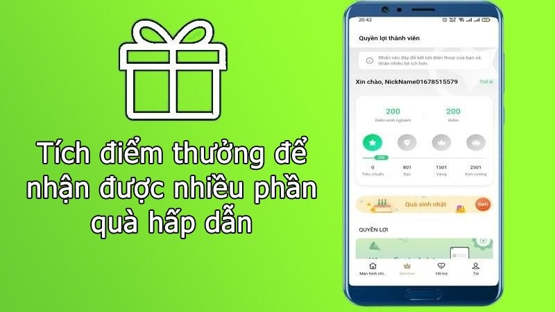 Tích điểm thưởng và điểm kinh nghiệm để nhận được nhiều phần quà hấp dẫn