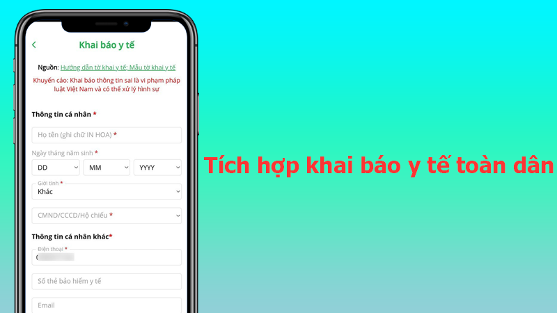 Tích hợp khai báo y tế toàn dân