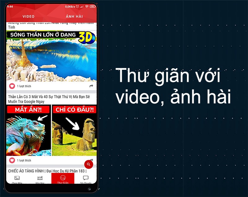 Tính năng thư giãn, xem video, đọc truyện xả stress