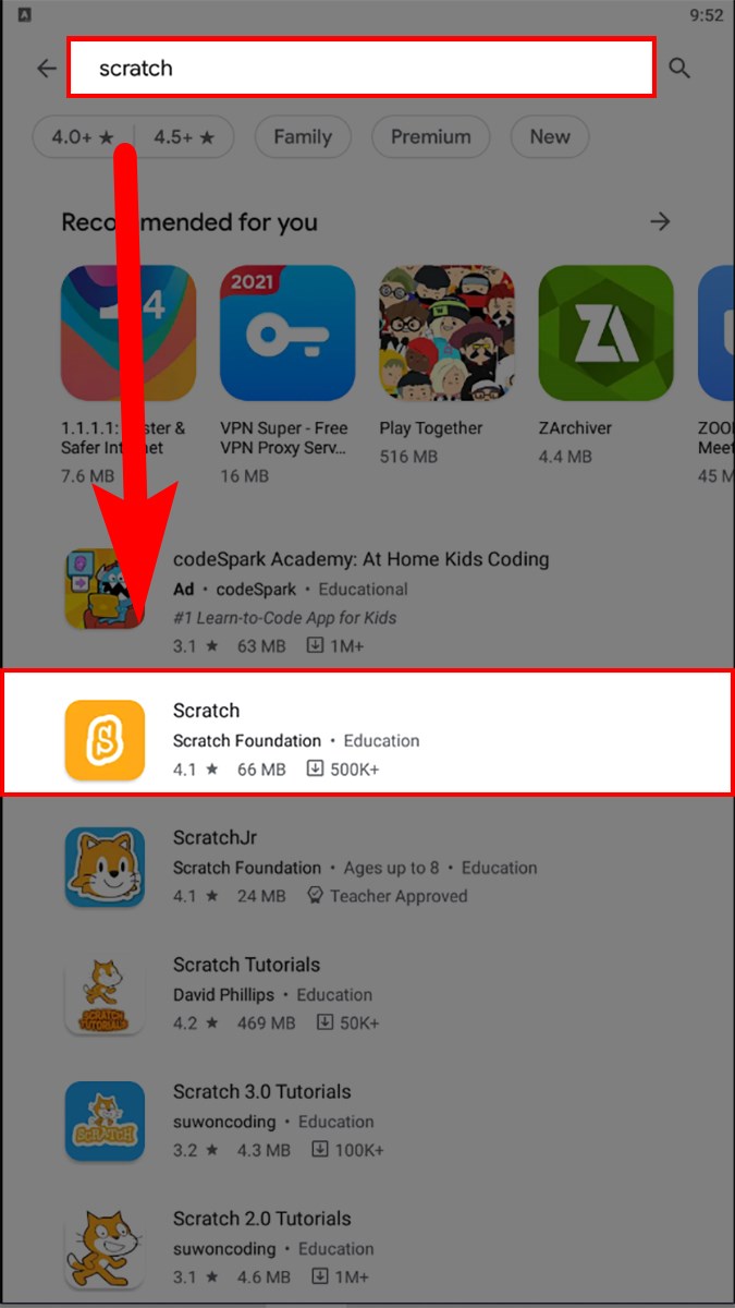 Tìm kiếm Scratch trên CH Play