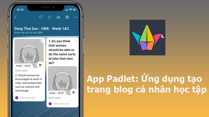 App Padlet: Ứng dụng tạo trang blog cá nhân trong học tập