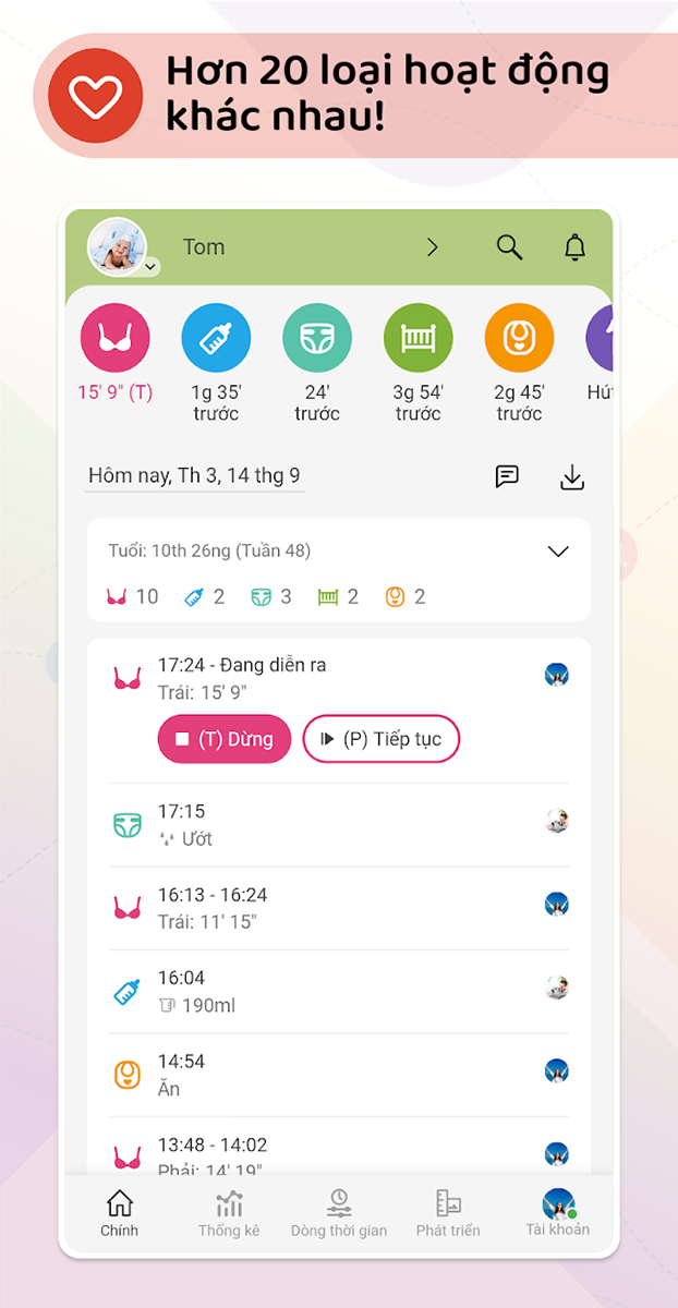 20 hoạt động được thiết lập sẵn 20 hoạt động được thiết lập sẵn
