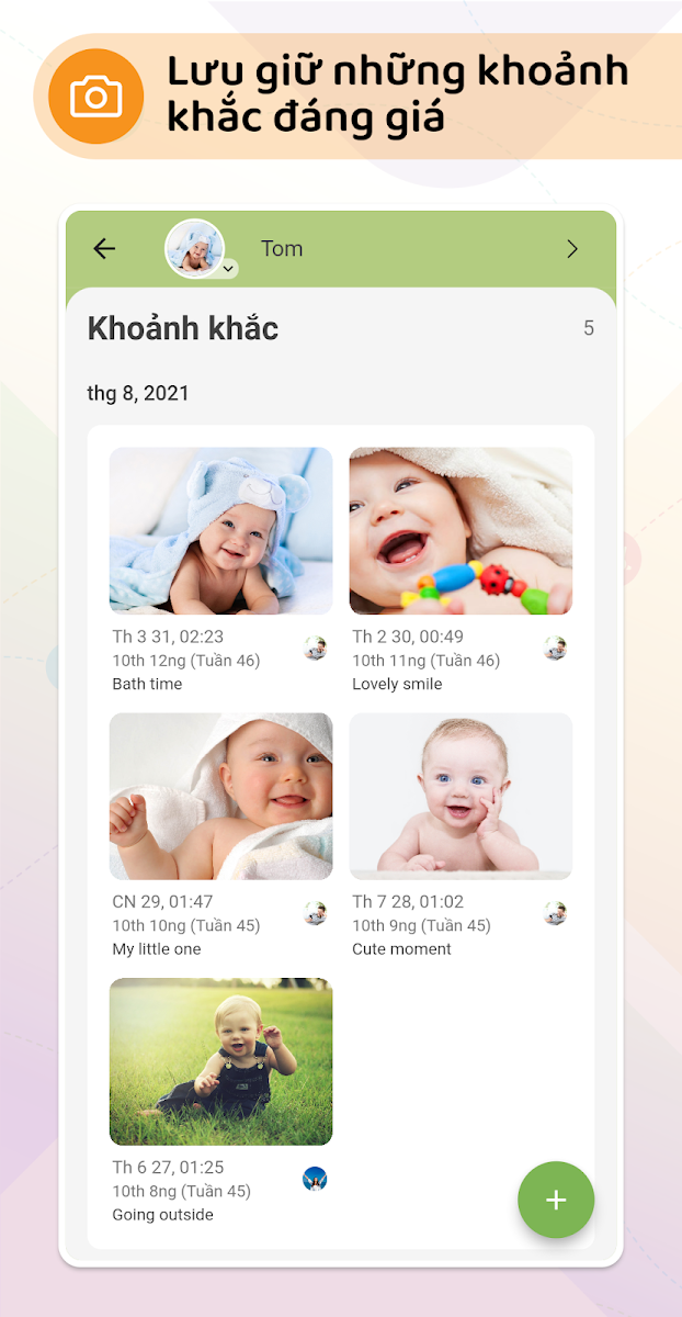 Lưu giữ những hình ảnh cùng sự kiện quan trọng của trẻ Lưu giữ những hình ảnh cùng sự kiện quan trọng của trẻ
