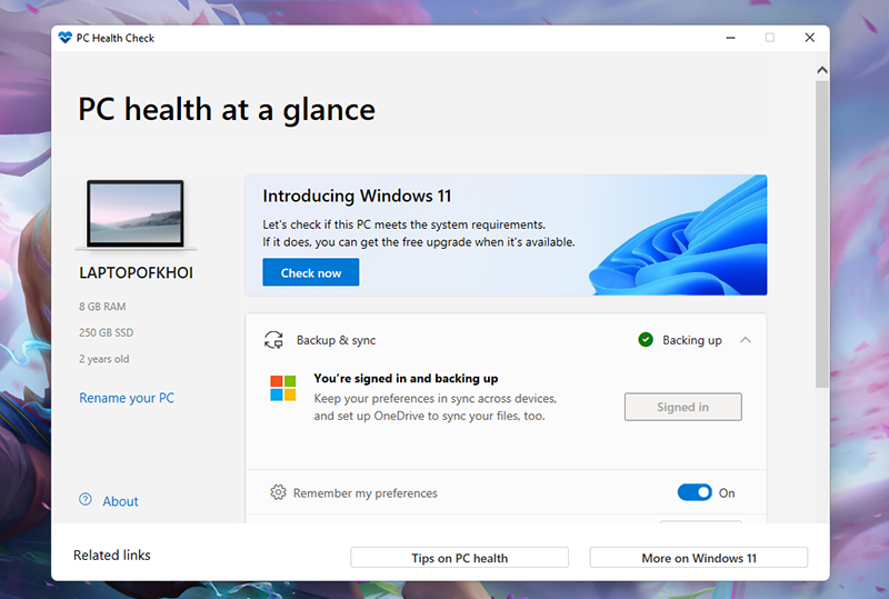 Windows PC Health Check