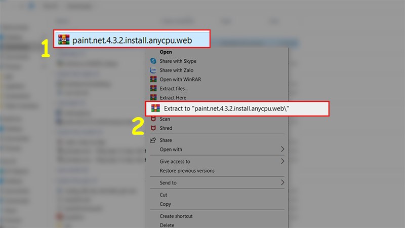 Giải nén file Paint.NET vừa tải về