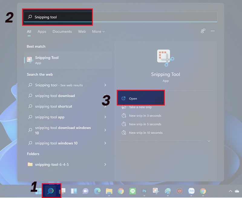 mở Snipping Tool
