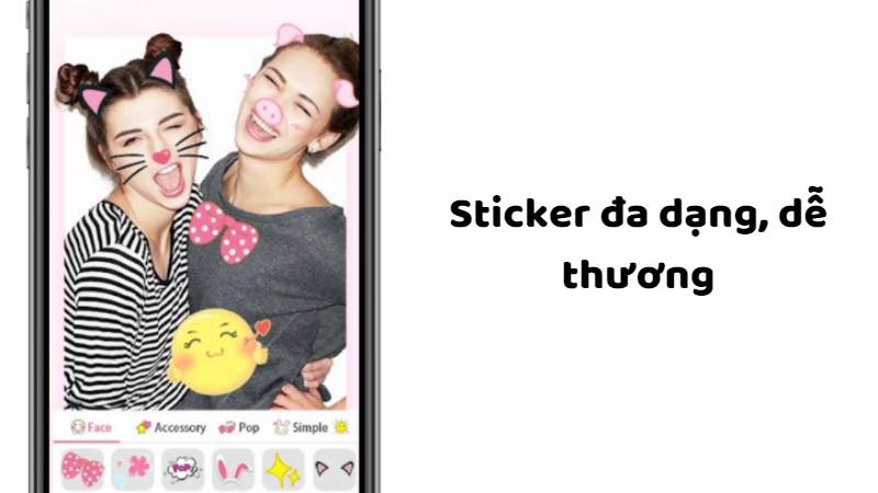 Chụp ảnh cùng bộ sticker dễ thương