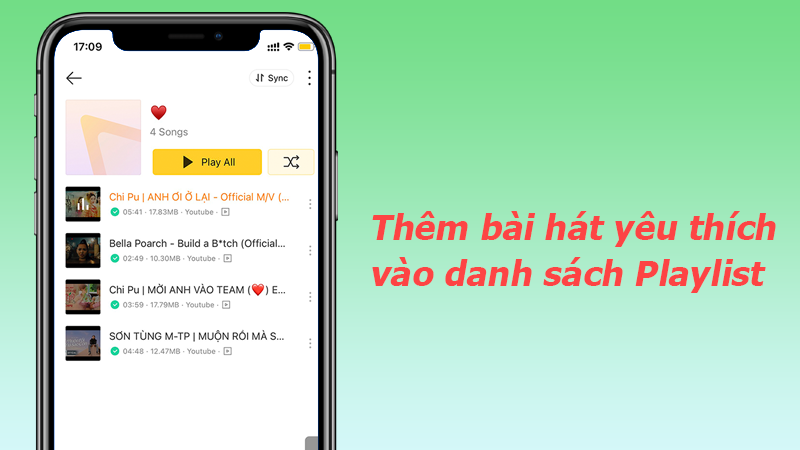 Th&ecirc;m b&agrave;i h&aacute;t y&ecirc;u th&iacute;ch v&agrave;o danh s&aacute;ch Playlist y&ecirc;u th&iacute;ch