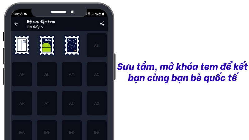 Sưu tầm, mở khóa tem để kết bạn cùng bạn bè quốc tế Sưu tầm, mở khóa tem để kết bạn cùng bạn bè quốc tế