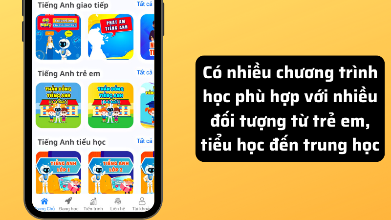 Ứng dụng phù hợp với nhiều đối tượng học khác nhau