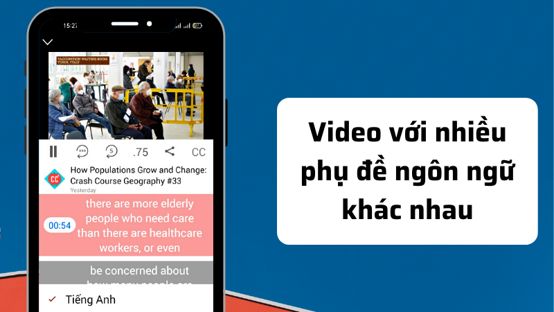 Video có hỗ trợ phụ đề với nhiều ngôn ngữ khác nhau