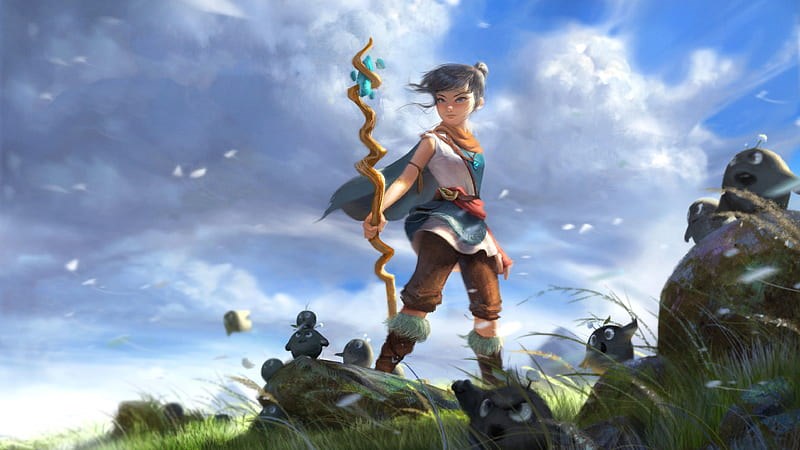 Kena c&ugrave;ng c&acirc;y trượng gỗ