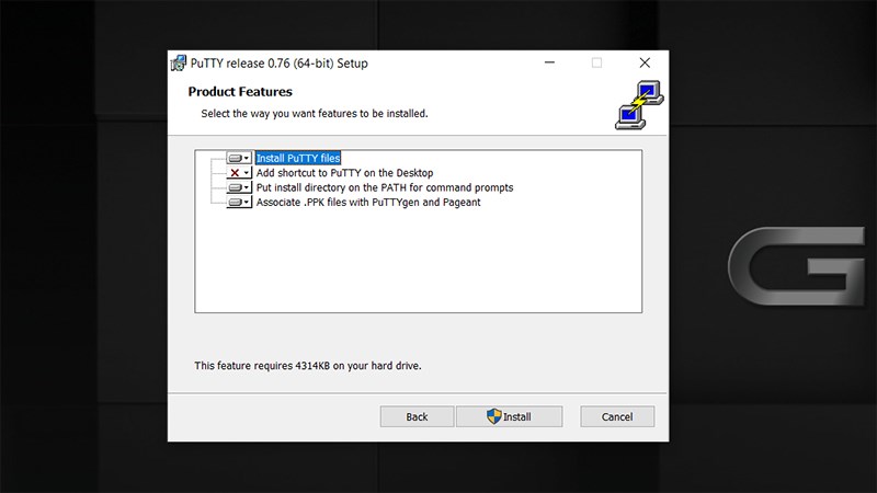 Nhấn Install và đợi 1 xíu để bắt đầu cài đặt PuTTY trên máy tính