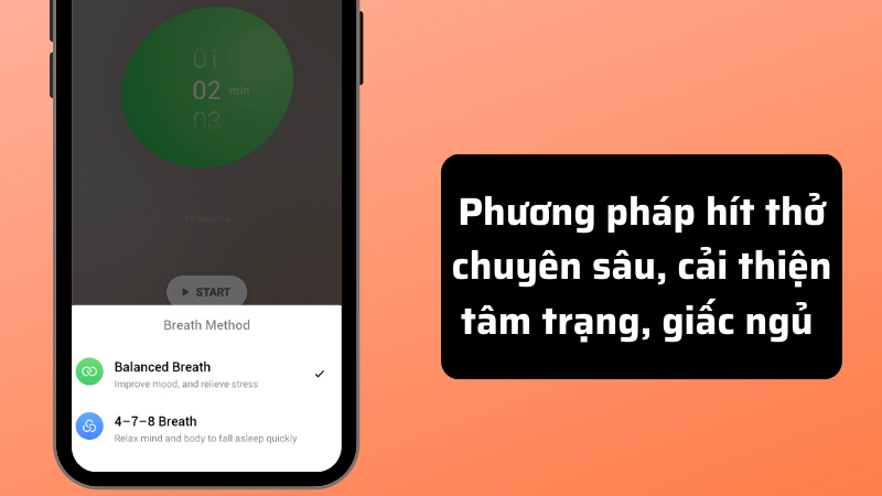 Phương pháp thở giúp người dùng luyện tập hít thở, thư giãn hợp lý