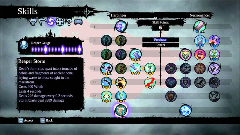 Hệ thống kỹ năng được chia l&agrave;m 2 cột