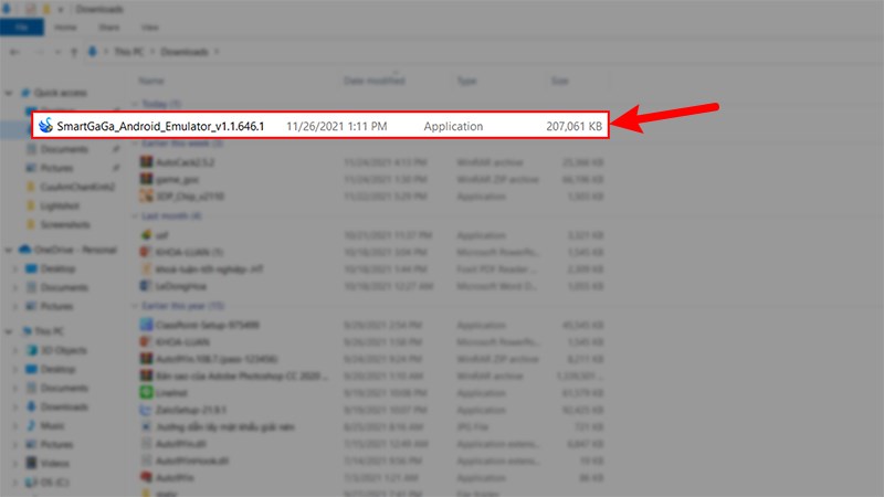 V&agrave;o thư mục Download > Nhấn đ&uacute;p v&agrave;o bộ c&agrave;i SmartGaGa để bắt đầu c&agrave;i đặt