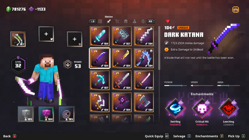 Kiếm trong Minecraft Dungeons