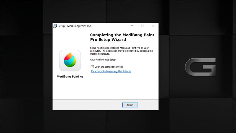 Nhấn Finish để hoàn thành việc cài đặt MediaBang Paint Pro