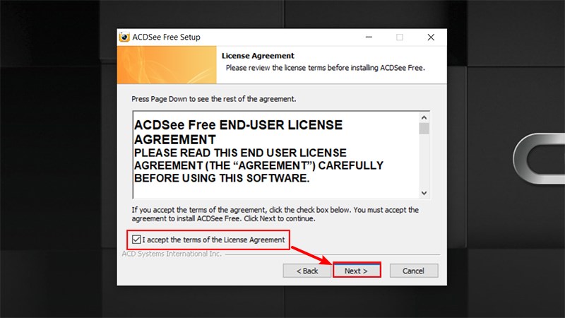T&iacute;ch v&agrave;o I accept the terms of License Agreement > Nhấn Next để tiếp tục
