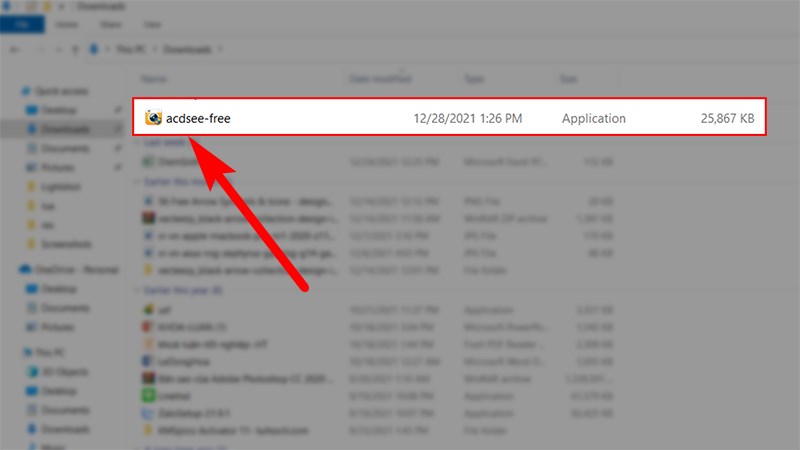 V&agrave;o thư mục Download > Nhấn đ&uacute;p v&agrave;o bộ c&agrave;i ACDSee để bắt đầu c&agrave;i đặt