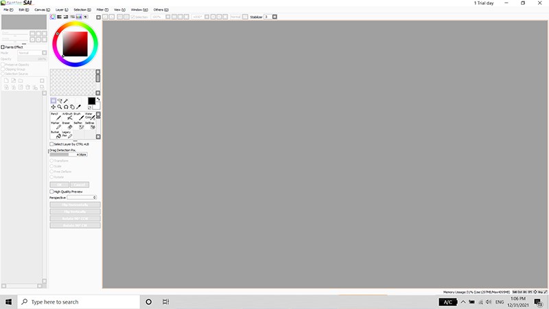 giao diện của Paint Tool Sai sau khi c&agrave;i đặt th&agrave;nh c&ocirc;ng