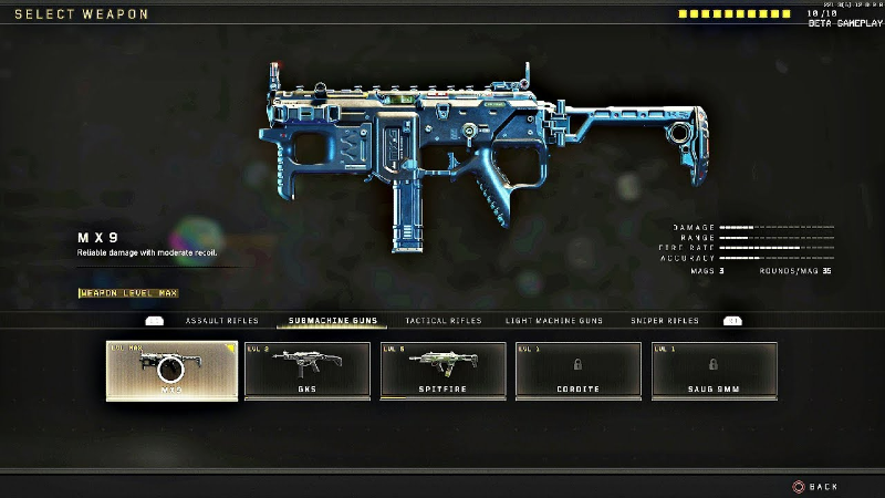 Bảng chọn vũ kh&iacute;, c&oacute; thể t&ugrave;y chọn skin