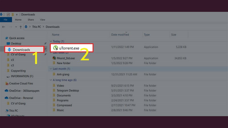 Vào thư mục Download > Nhấn đúp vào bộ cài uTorrent.exe