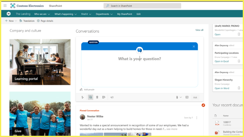  Yammer Web trong SharePoint Online 