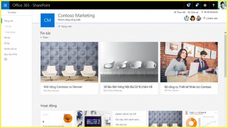 Trang chủ site nhóm Microsoft Sharepoint 