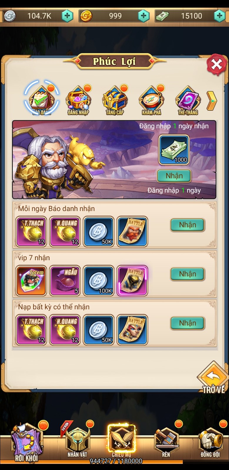 Một số nhiệm vụ trong game