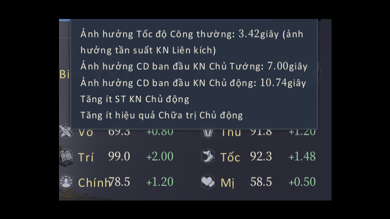 Mô tả kỹ năng của Tướng trong game.