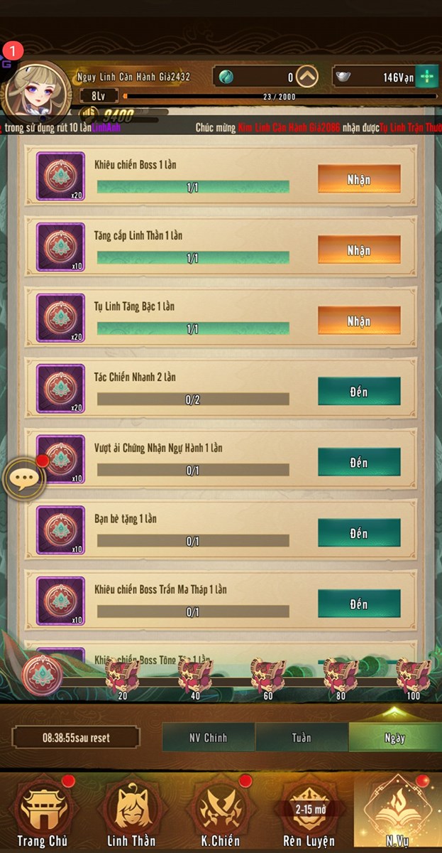 Một số nhiệm vụ trong game