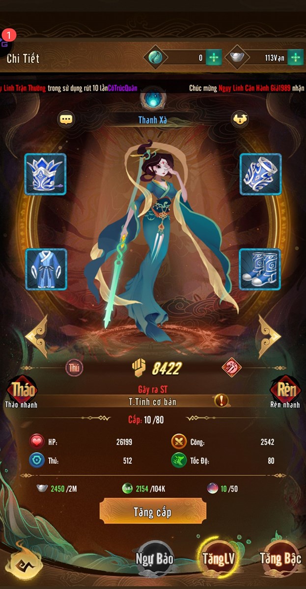 Một số trang bị trong game