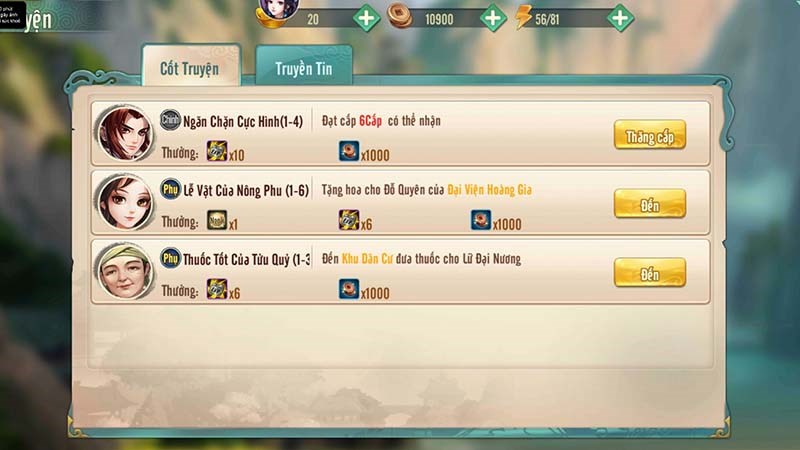 Một số nhiệm vụ trong game