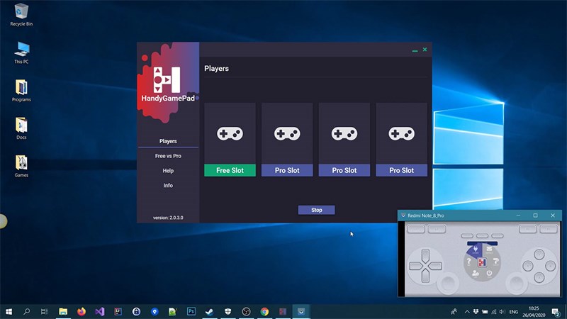 Ứng dụng HandyGamePad trên máy tính Windows và điện thoại Android Ứng dụng HandyGamePad trên máy tính Windows và điện thoại Android
