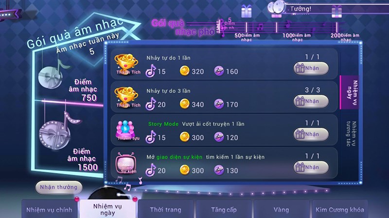 Một số nhiệm vụ trong game