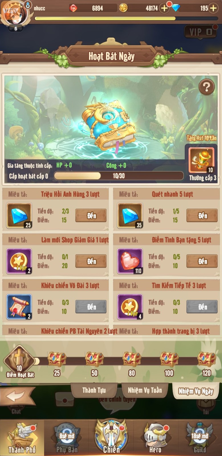 Một số nhiệm vụ trong game