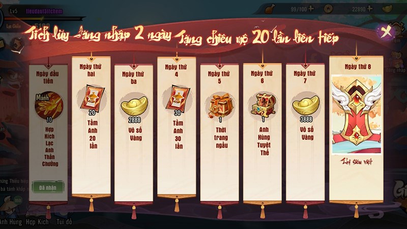 Nhiệm vụ đăng nhập nhận qu&agrave;