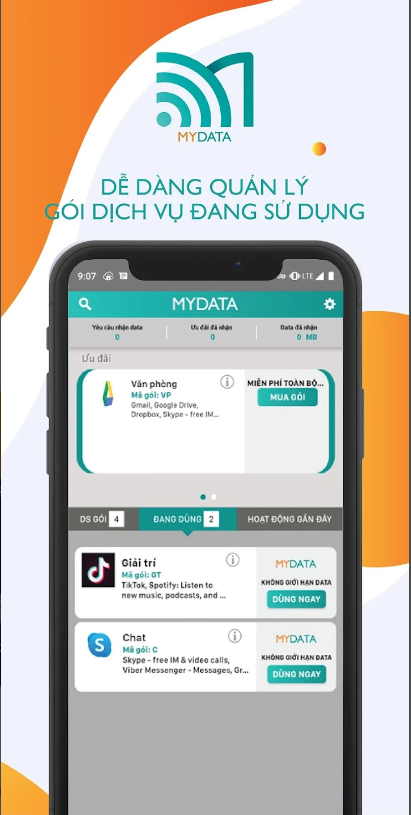 Dễ d&agrave;ng quản l&yacute; g&oacute;i dịch vụ đang sử dụng