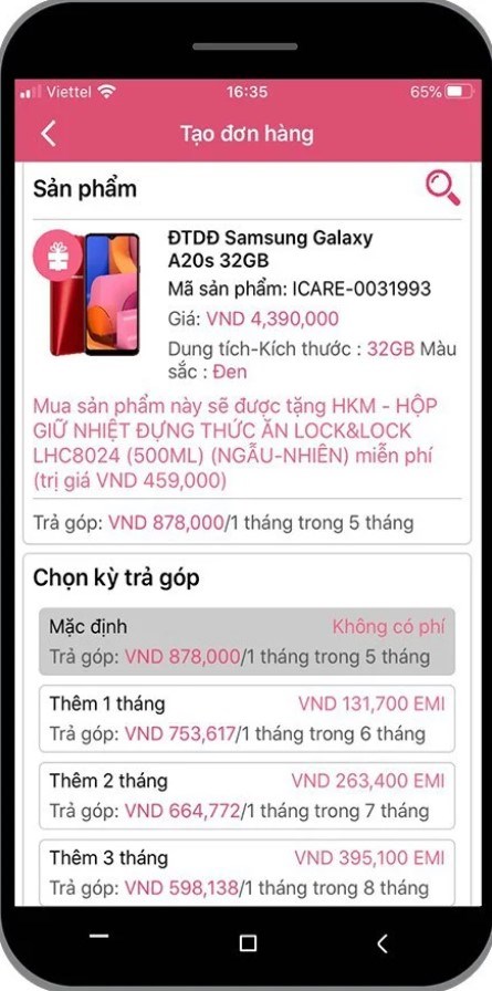 Hỗ trợ nhiều g&oacute;i dịch vụ như mua trước trả sau