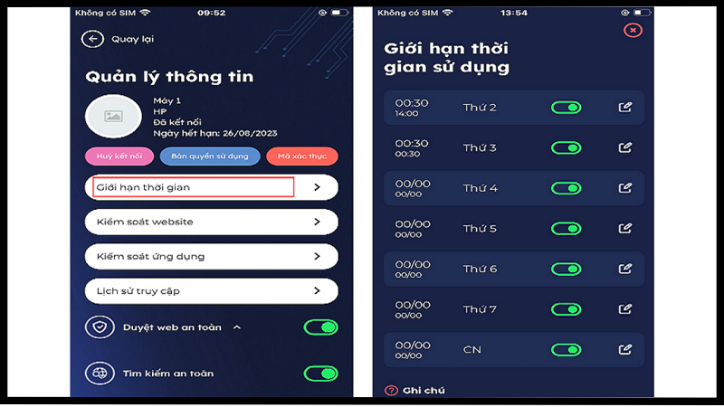 Quản lý thời gian truy cập các website và cài đặt thời gian cho phép Quản lý thời gian truy cập các website và cài đặt thời gian cho phép