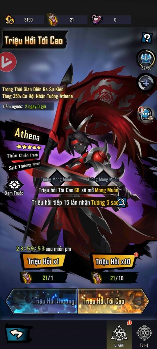 Triệu hồi anh h&ugrave;ng