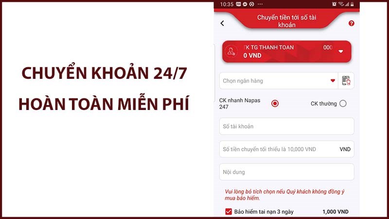Chuyển khoản nhanh ch&oacute;ng, miễn ph&iacute;