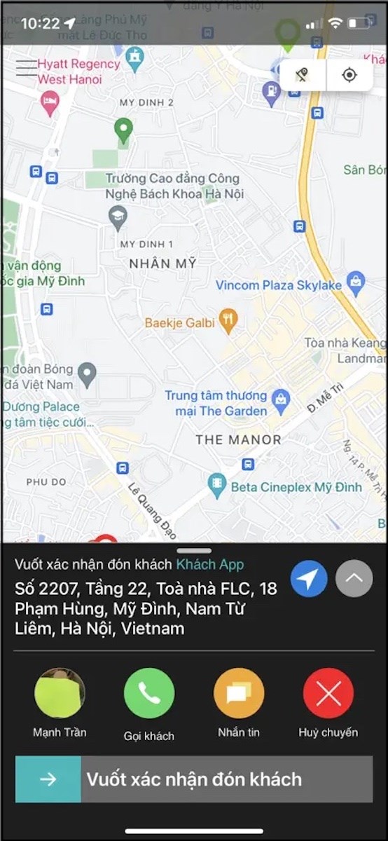 Bản đồ th&ocirc;ng minh của Xanh SM Bike