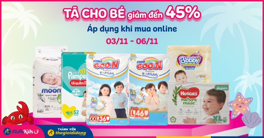 tã cho bé giảm 45%